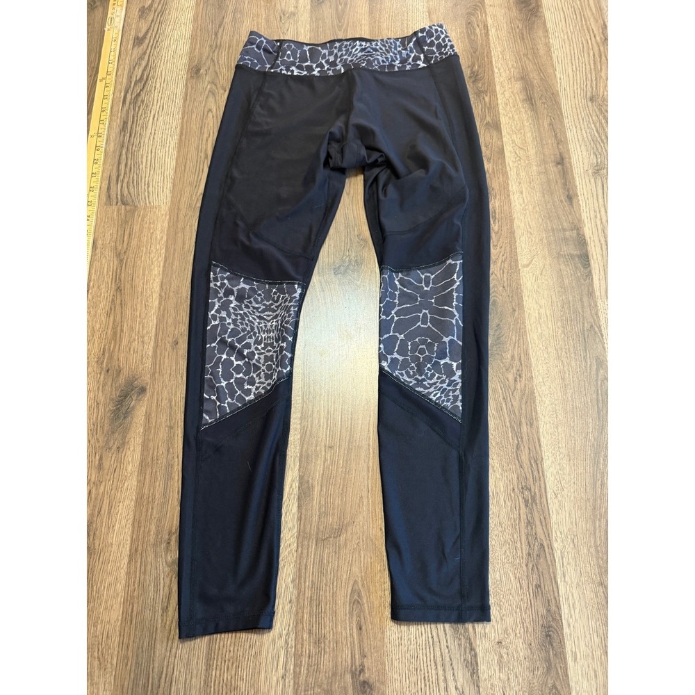 K1 Pro NYC Leggings Womens Medium Black Animal Print Inset Performance Excellent
